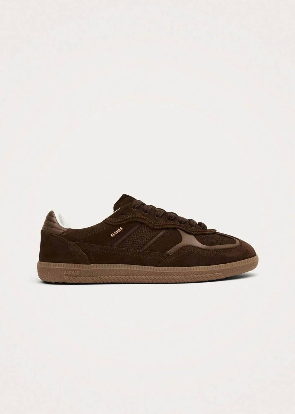 NEW ALOHAS women's rife sneakers in chocolate brown leather